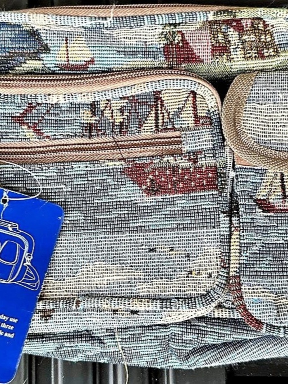 Tapestry Crossbody Bag in Blue & Multicolor NWT